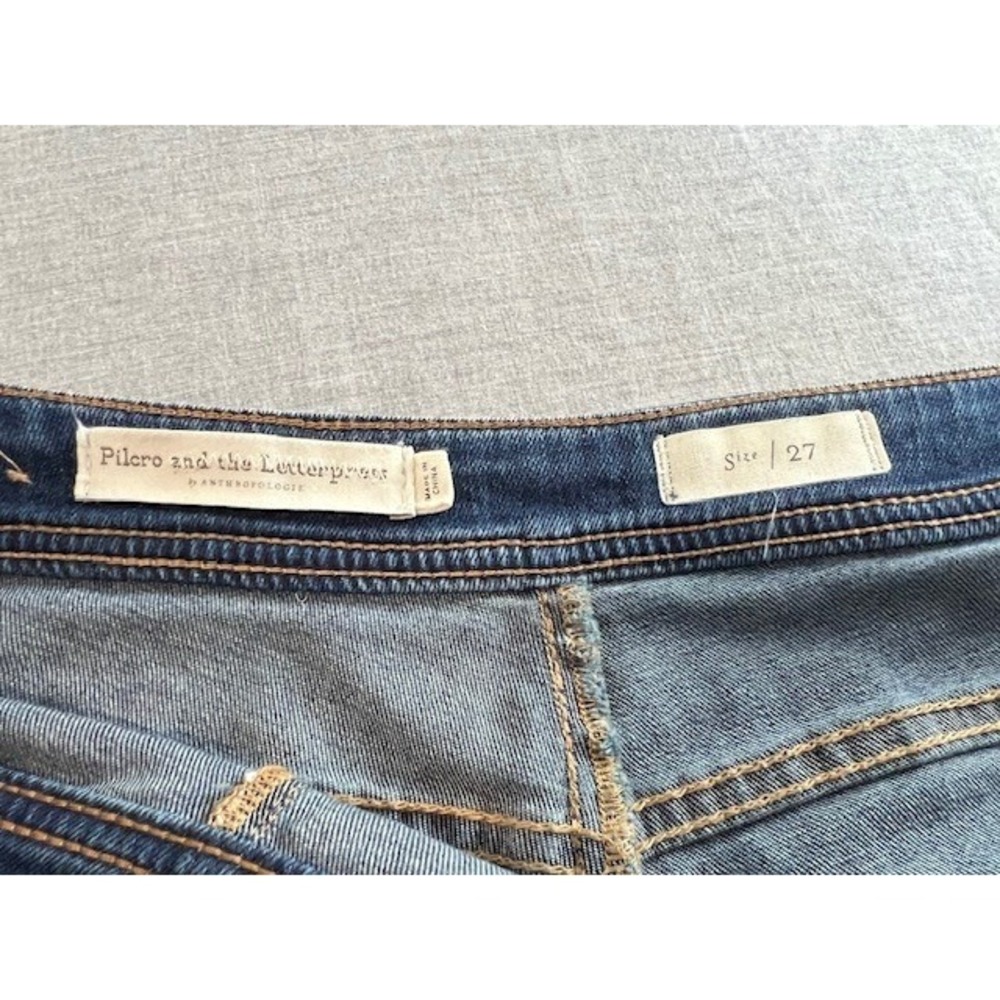 Pilcro Anthropologie Flare Crop Jeans Womens Size 27 Blue Wash Side Zipper - Picture 12 of 12